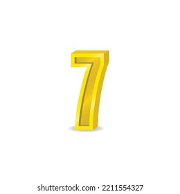 3d gold number 7 vector graphics