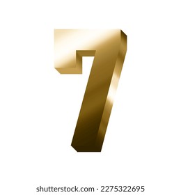 3d gold number 7 vector eps with transparent background