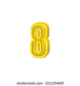 3d gold number 8 vector graphics