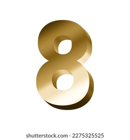 3d gold number 8 vector eps with transparent background