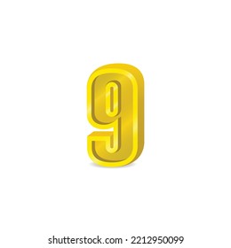 3d gold number 9 vector graphics