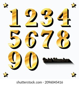 3D gold numbers, number vector set