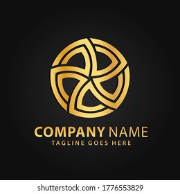 3D Gold Pentagon Spinning Abstract Company Modern Logos Design Vector Illustration Template