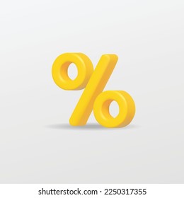 3d gold percent icon for website, label, banner, sticker, template and logo on white background. 3d style vector illustration design.