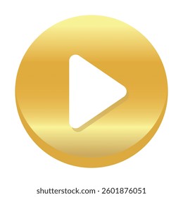 3d gold play glossy sign button. Golden shiny play button Vector illustration isolated on a white background. Media, web and play 3d luxury symbol logo design, Digital Video Logo Design Template.