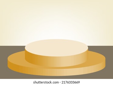3d fondo de estudio mínimo de podio dorado. Resumen de la representación de la ilustración del objeto de forma geométrica 3d. Pantalla para productos de moda de perfume cosmético
