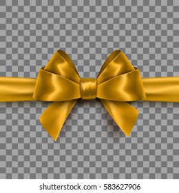 3d Gold Realistic Bow Illustration On Transparent Background. Eps10 Vector.