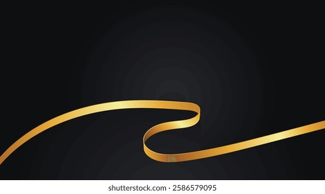 3D Gold ribbon on gradient black background