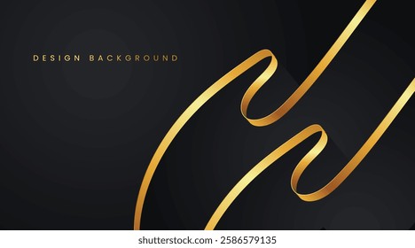 3D Gold ribbon on gradient black background