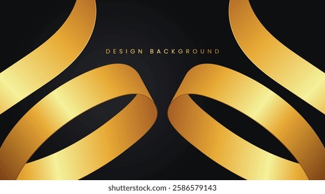 3D Gold ribbon on gradient black background
