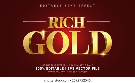 3D Gold Rich Editable Text Effect. This high-quality, fully editable font style is perfect for branding, New Year 2025 celebrations, elegant invitations, posters, banners, and social media graphics