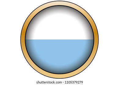 A 3D Gold Round Button with the Flag of San Marino