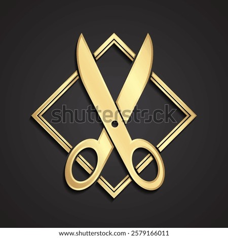 3d gold scissors logo design