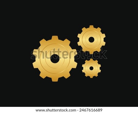 3d gold settings gears (cogs) vector illustration fully editable with black background