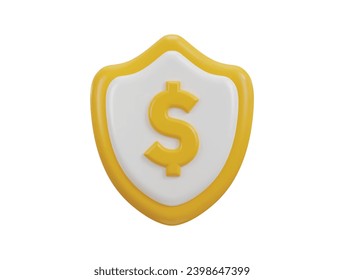 3d gold shield with dollar sign money safety insurance business and finance icon illustration