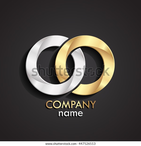 3d Gold Silver Double Circle Logo Stock Vector (royalty Free) 447526513 