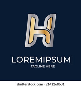 3D gold silver K  logo initial letter design template vector