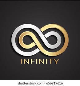 3d Gold Silver Metal Modern Shape Infinity Symbol