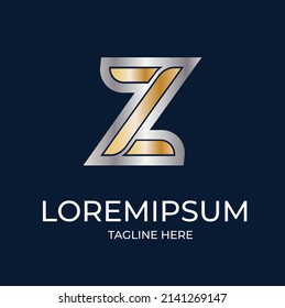 3D Gold Silber Z Logo Initial-Briefdesign-Vorlage Vektorgrafik