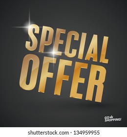 3D Gold Special Offer Word. Vector