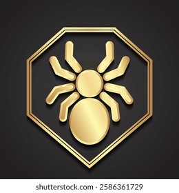 3d gold spider pictogram shape logo icon