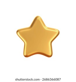 Icono de la estrella del oro 3D aislado en un fondo blanco. Renderizado de estrella dorada brillante para Navidades y decoración de Año Nuevo. Insignia para calificación, trofeo de premio, logro y recompensa del ganador. Figura de Vector 3D