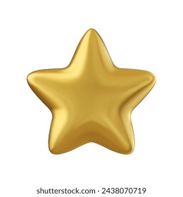 3d Gold star icon. 3d rendering. Vector illustration