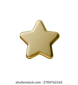 Icono de la estrella del oro 3D con la superficie brillante lisa. La estrella de oro brilla, aspecto realista, perfecto para premios, calificación, insignia y gráficos de trofeos