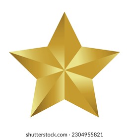 3d gold star. Isolated. White background. 