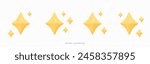 3D Gold star sparkle set emoji. Cute shiny star shaped object. Magic elements. Party confetti. Cartoon creative design icons isolated on white background. 3D Vector illustration