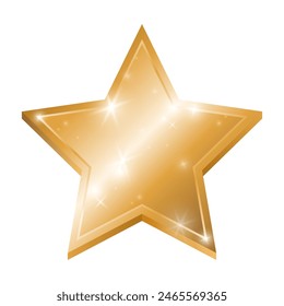 3D gold star with sparkles and shimmer. 