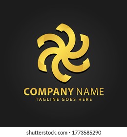 3D Gold Star Spinning Abstract Logos Design Vector Illustration