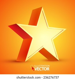 3D gold star. Vector illustration