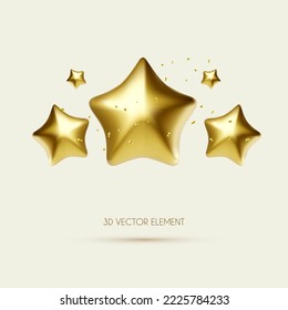 Estrellas de oro en 3D. Elemento de diseño Win, Award y show