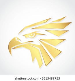 3d gold stylized geometric eagle head