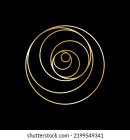 3d gold swirl pattern. Abstract golden light circle effect. Vector illustration. stock image.