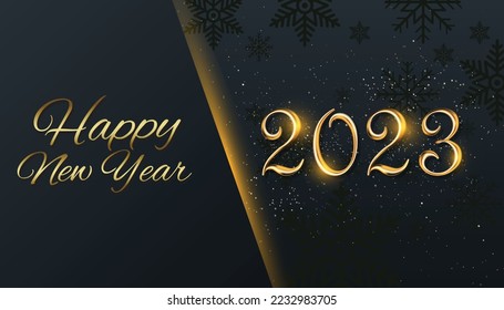 3d gold text happy new year greeting card vector 