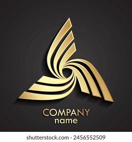 3d gold three way wings logo