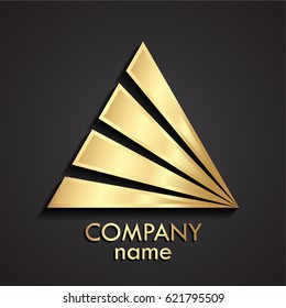 3d Gold Triangle Abstract Logo