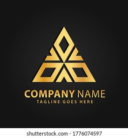 3D Triángulo de Oro Pirámide moderna Empresa Logos Diseño Modelo de Ilustración Vector