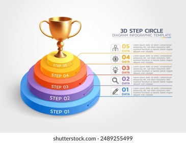 Plantilla infográfica 3d gold trophy diagram