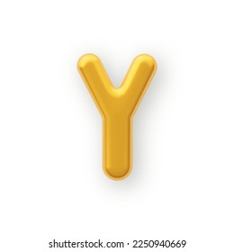 3D Gold uppercase letter Y on a white background.