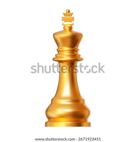 3d gold vector chess piece king. Chess Strategy for Business Leadership and Team Success Concepts. Stock vector illustration on isolated background.	
