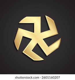 3d gold vortex propeller logo 