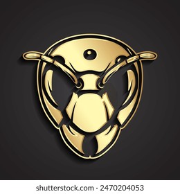 3d gold wasp, hornet head logo