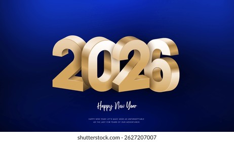 3D gold, white and black 2026 Happy new year letters on transparent, white and black background vector illustration. 2026 3d text vector 