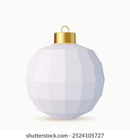 3d Gold and white Christmas ball Isolated on white background. . New year toy decoration. Holiday decoration element. 3d rendering. Vector illustration