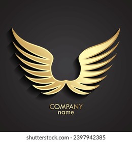 3d gold wings  logo vector
