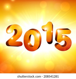3d golden 2015 happy new year design. Vector illustration. 