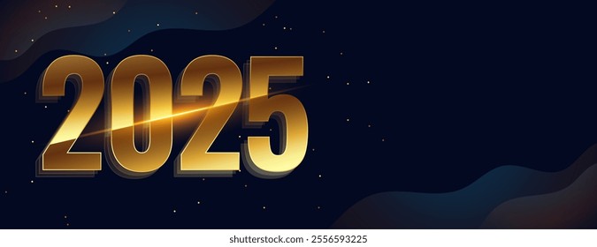 3d golden 2025 new year lettering wallpaper with text space vector